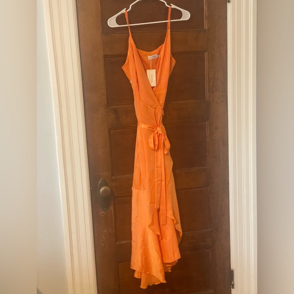 Flounce Orange NWT satin dress